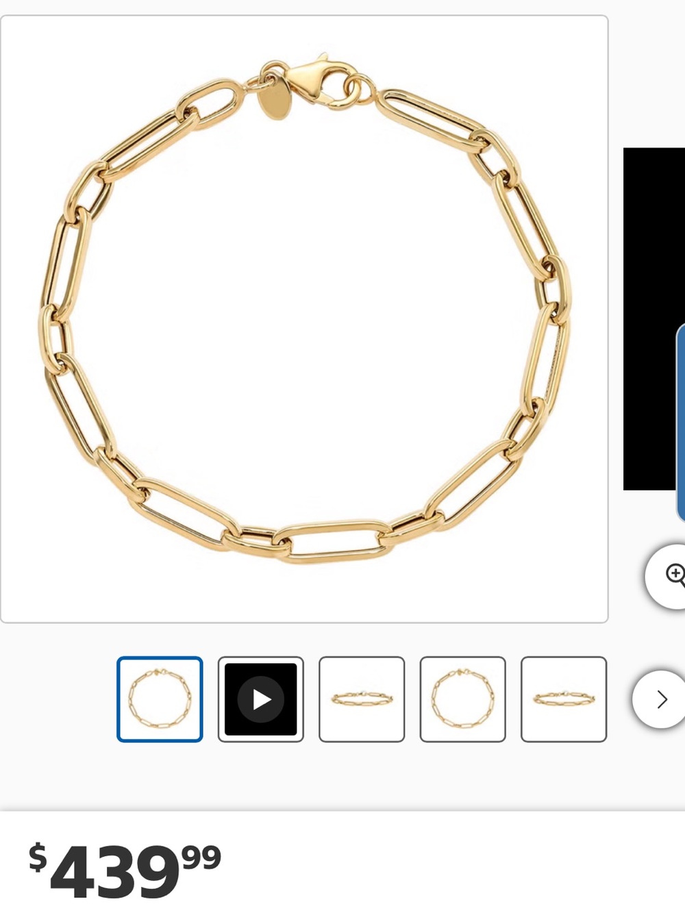 14k Gold Paperclip Chain Bracelet - Polished Gold Link Bracelet